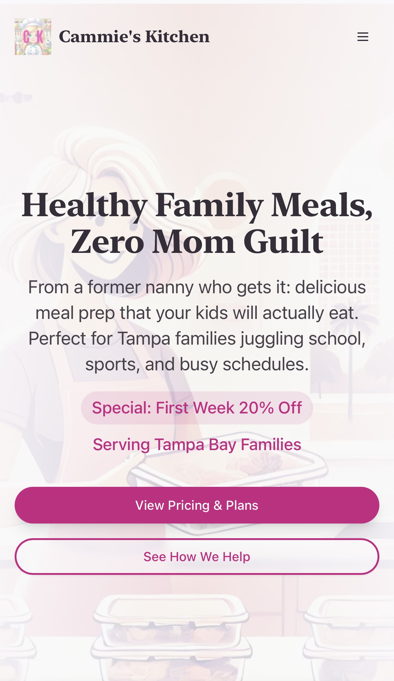 Cammie's Kitchen mobile website